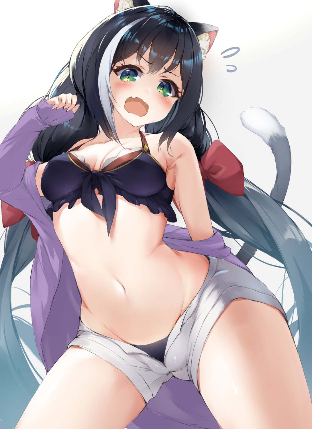 airmisuzu animal_ears bikini cleavage karyl_(princess_connect) open_shirt princess_connect princess_connect!_re:dive swimsuits tail