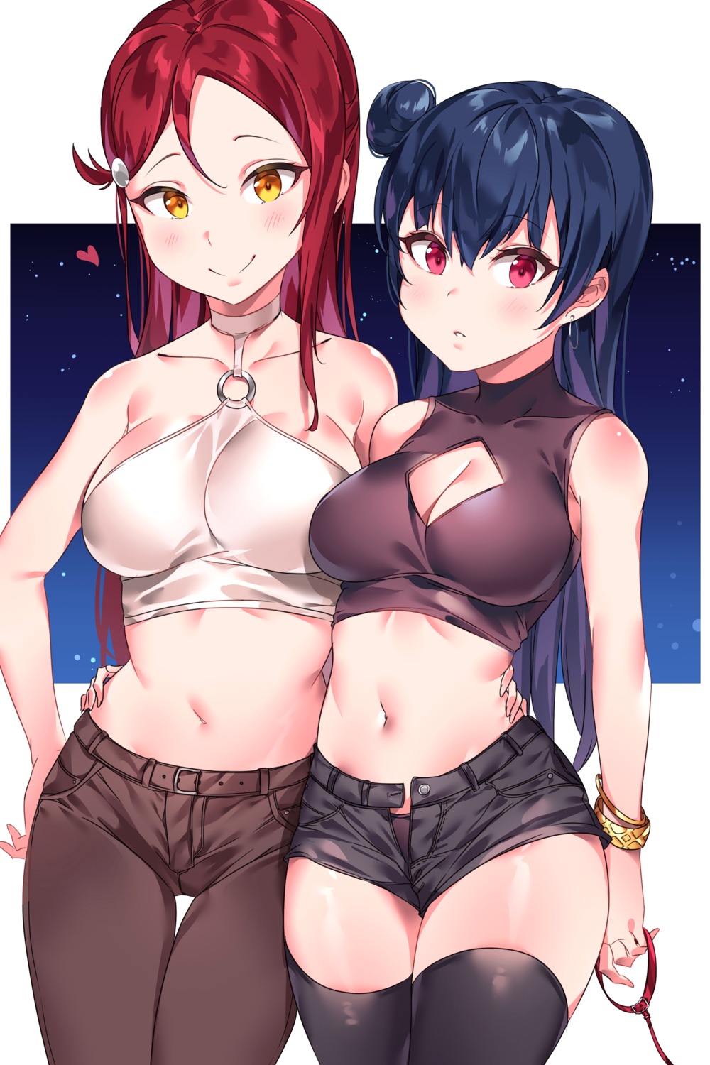 cleavage love_live!_sunshine!! pantsu sakurauchi_riko tem10 thighhighs tsushima_yoshiko