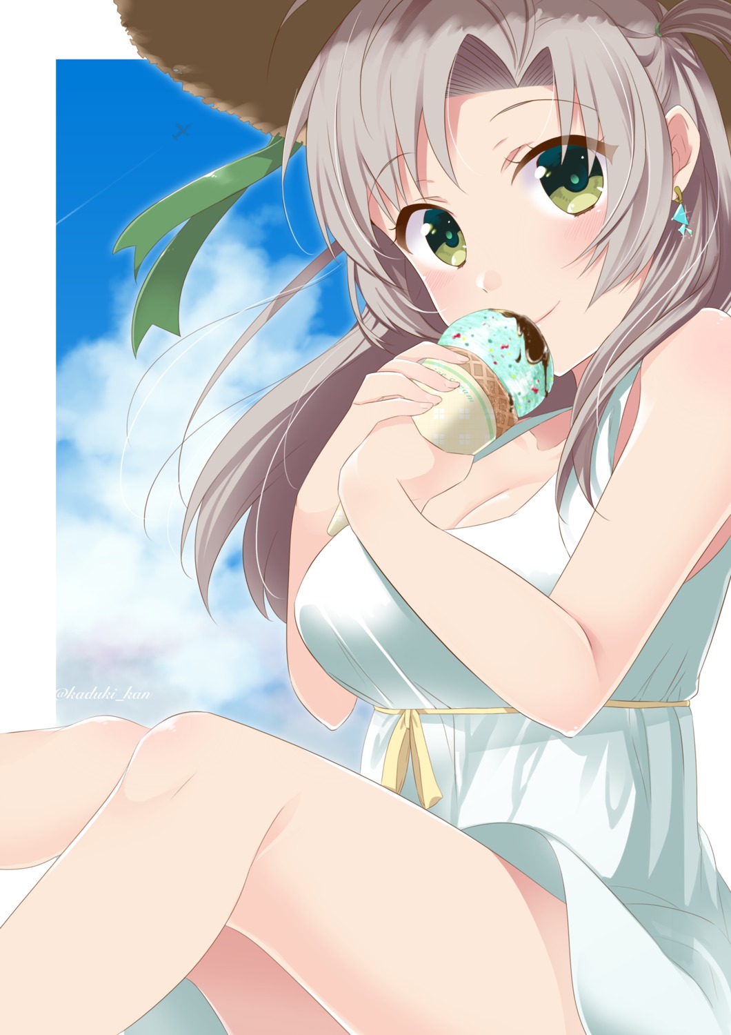 cleavage dress kadzuki_kan kantai_collection kinugasa_(kancolle) summer_dress