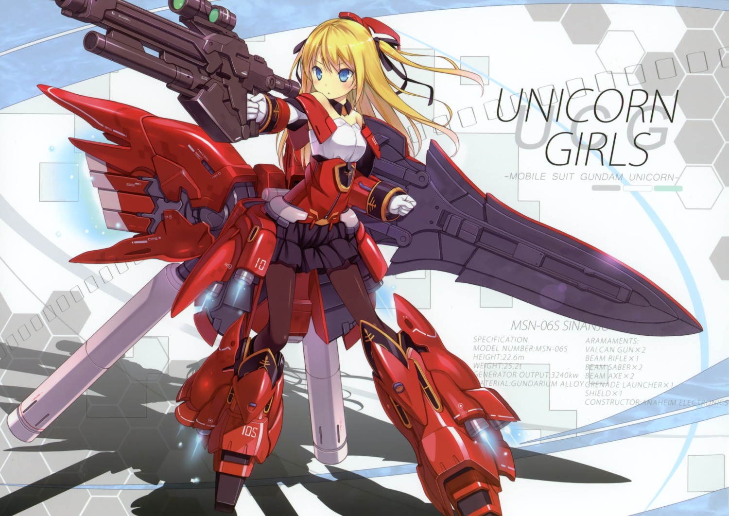 asahiage gun gundam mecha_musume pantyhose poco weapon