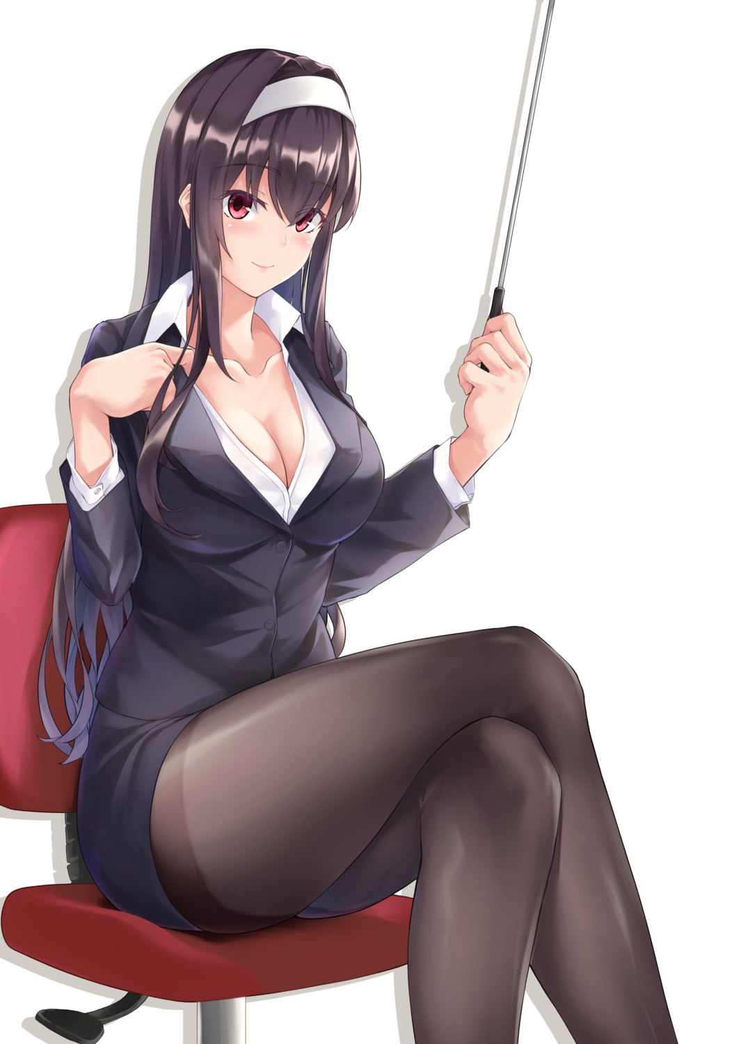 business_suit cleavage kasumigaoka_utaha open_shirt pantyhose ributsu saenai_heroine_no_sodatekata