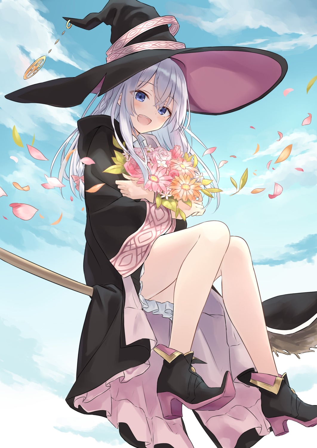 azuuru elaina_(majo_no_tabitabi) heels majo_no_tabitabi skirt_lift witch