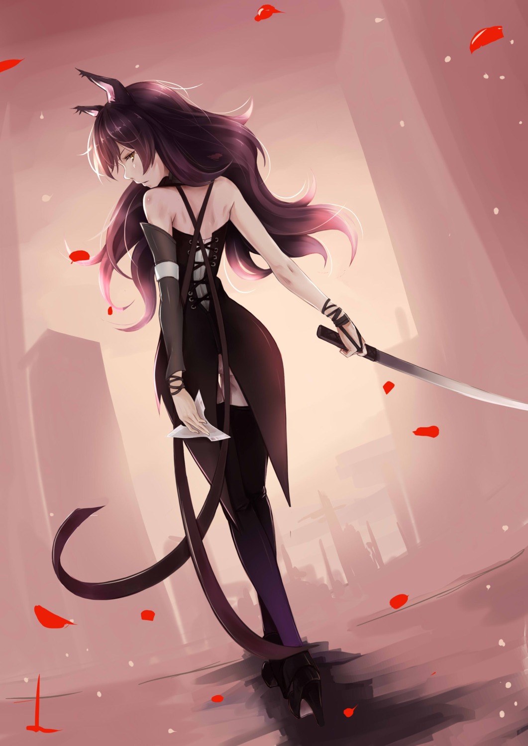 animal_ears blake_belladonna heels lancelot rwby sword thighhighs