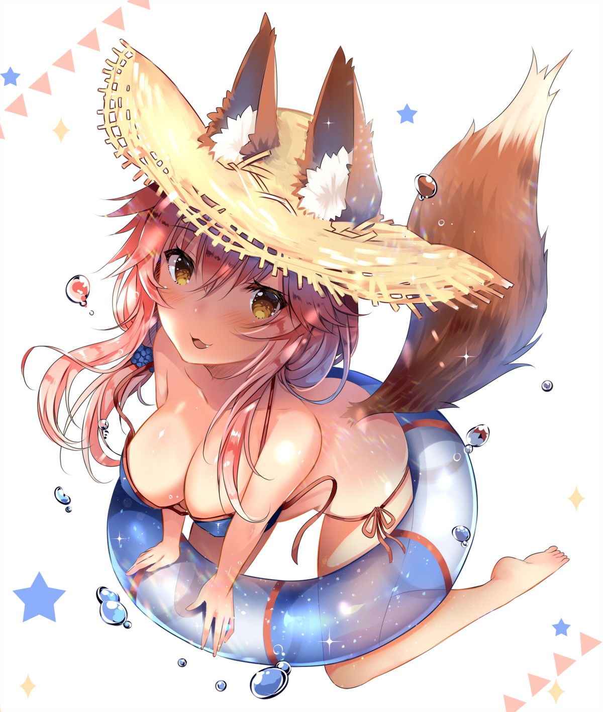animal_ears bikini fate/extra fate/grand_order fate/stay_night kitsune swimsuits tail tamamo_no_mae usagihime