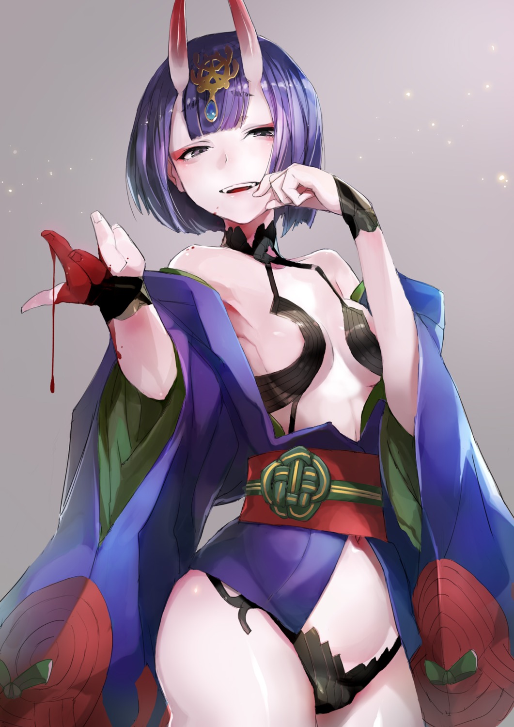 fate/grand_order horns japanese_clothes no_bra open_shirt pantsu shuten_douji_(fate/grand_order) taishi_(picchiridou)