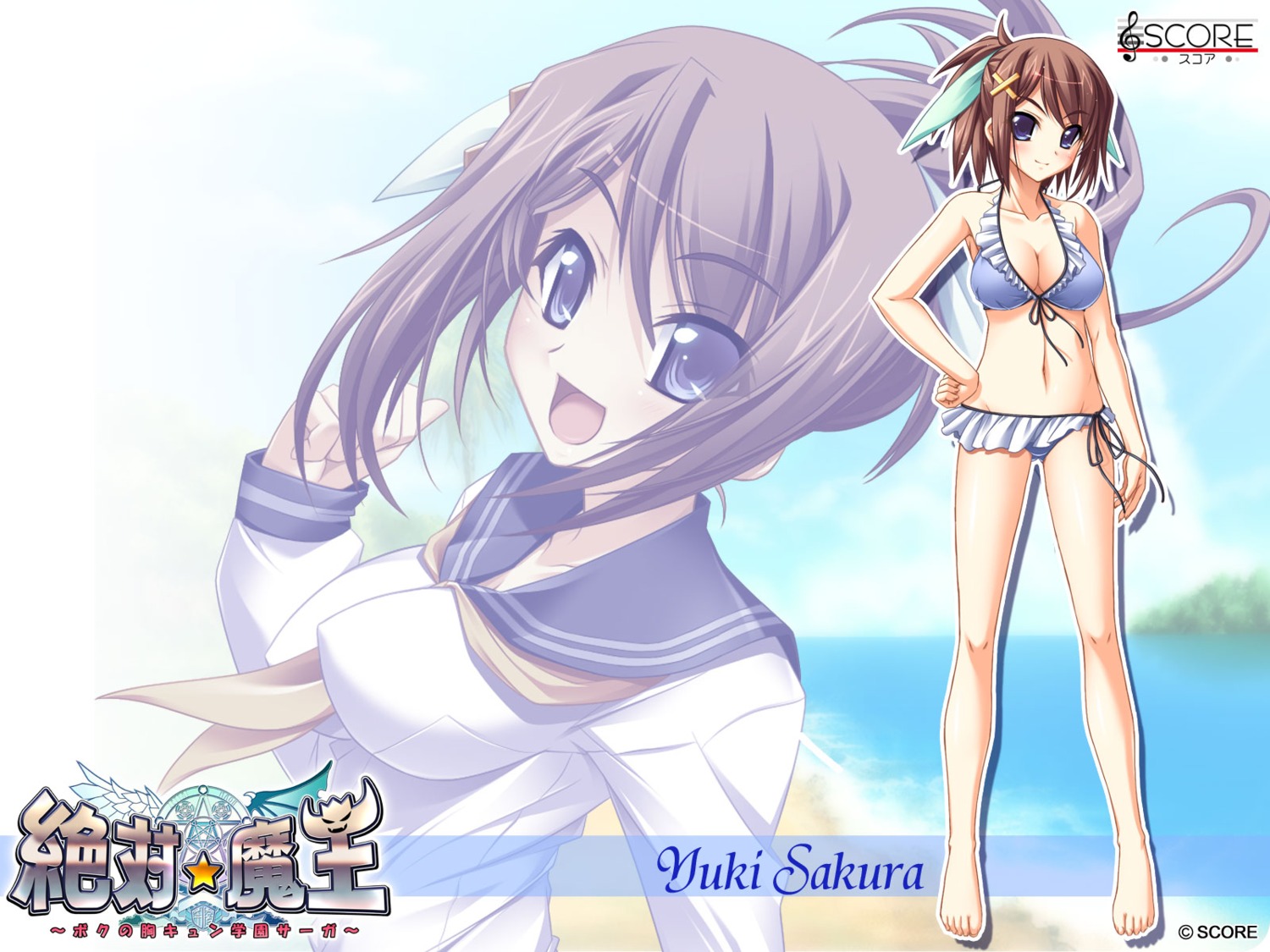 bikini cleavage sakura_yuki_(zettai_maou) score swimsuits wallpaper zettai_maou
