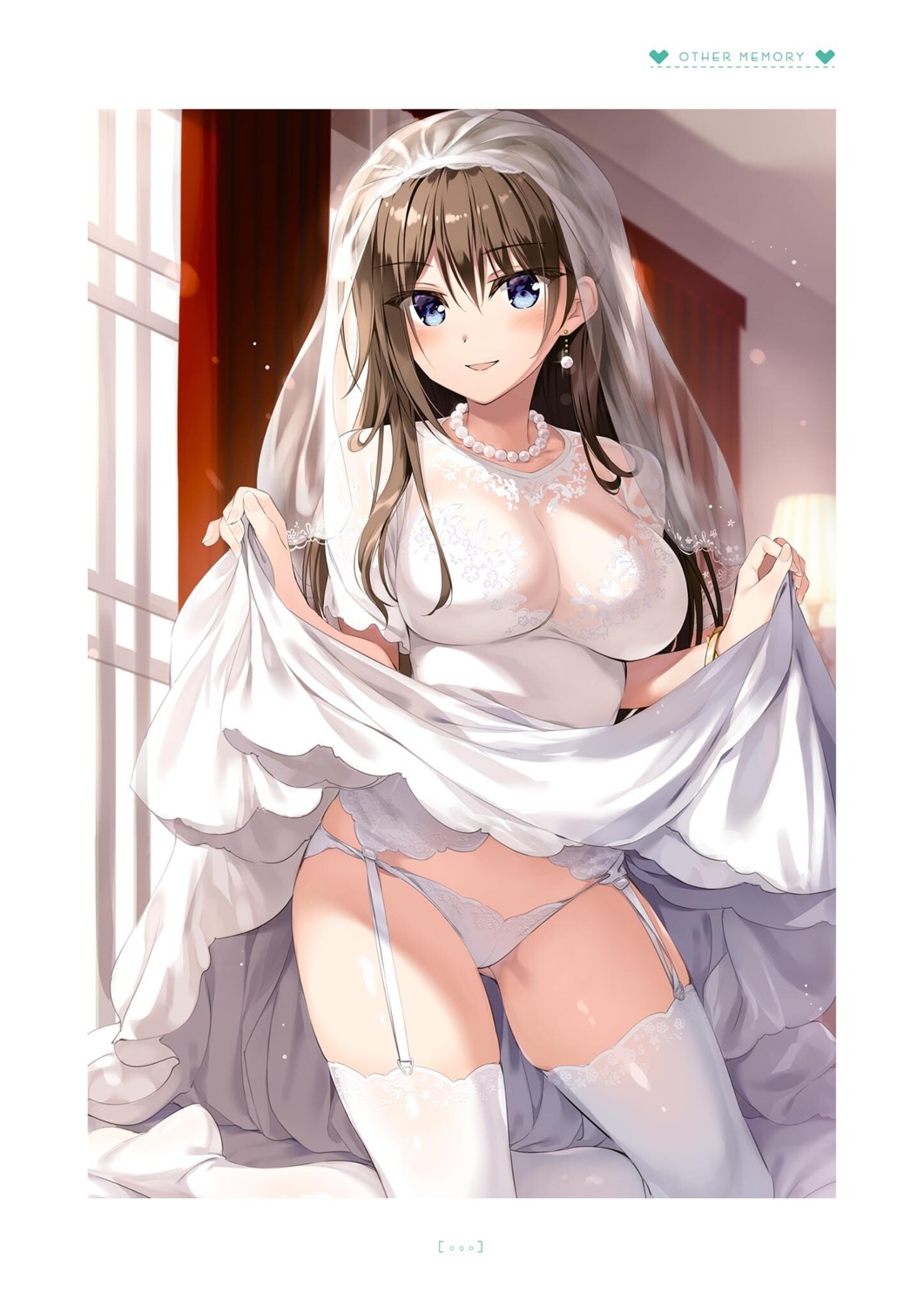 boku_no_kanojo_sensei dress fujiki_maka garter_belt oryou pantsu see_through skirt_lift stockings thighhighs wedding_dress