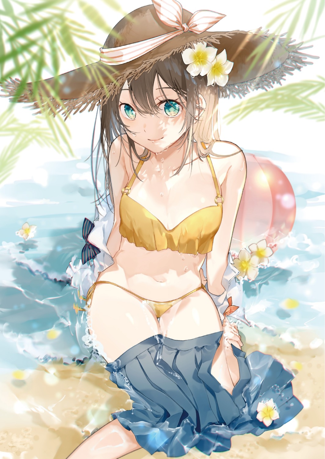 bikini cleavage miwano_ragu seifuku swimsuits wet