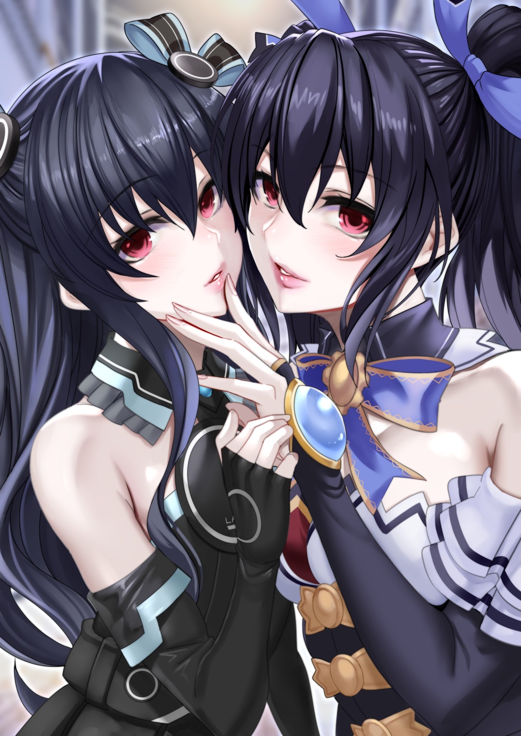 choujigen_game_neptune dress noire nyamota_(noraneko_koubou) uni_(choujigen_game_neptune) yuri