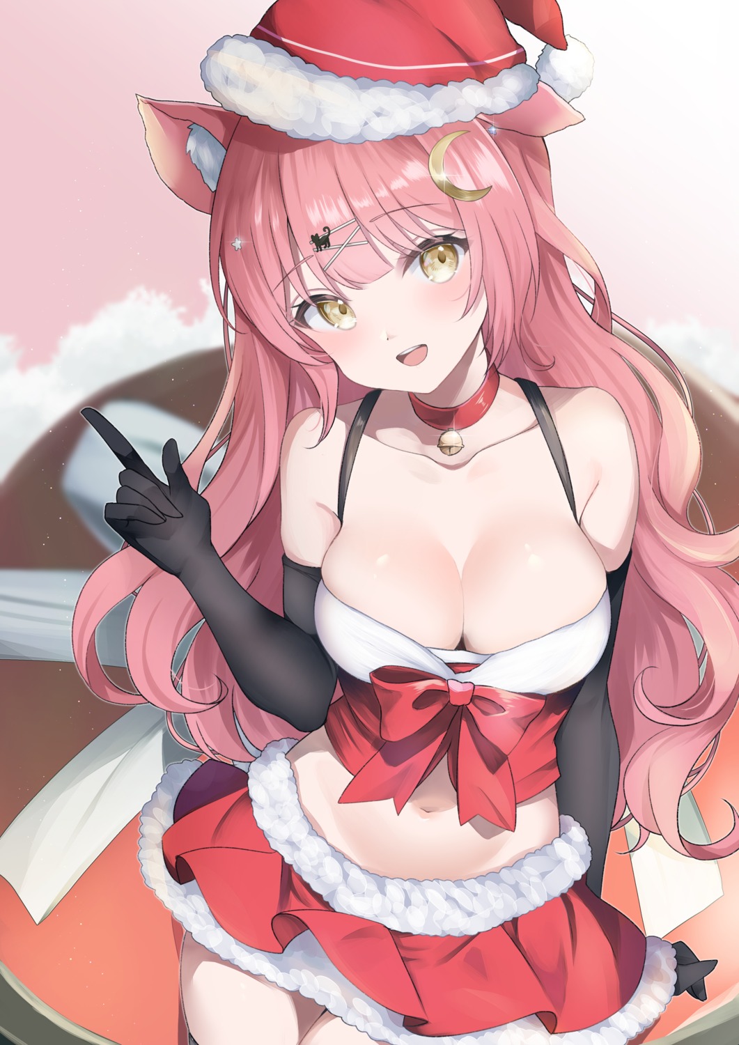 animal_ears christmas indie_virtual_youtuber kurage_cc munmosshu nekomimi no_bra