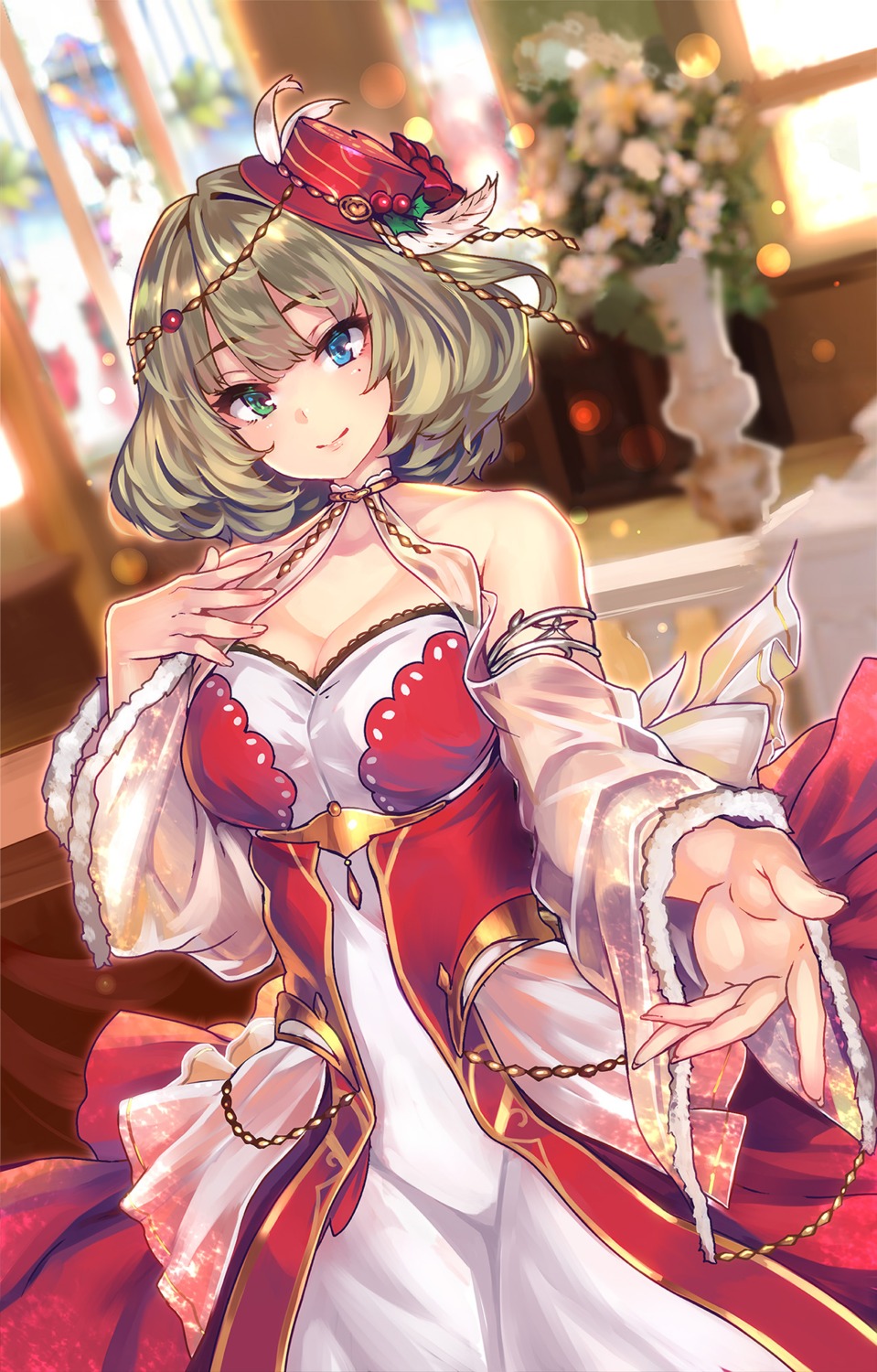 cleavage dress heterochromia see_through shiokonbu takagaki_kaede the_idolm@ster the_idolm@ster_cinderella_girls