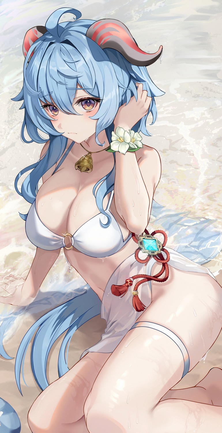 bikini ganyu garter genshin_impact horns lnji_(rnlwls34) see_through swimsuits