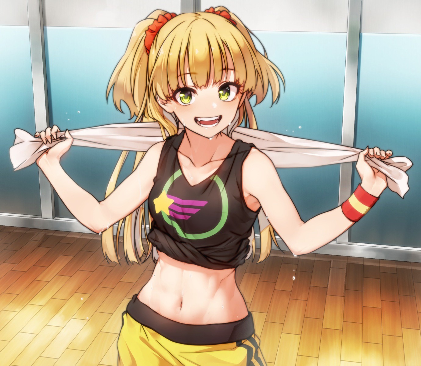 gym_uniform jougasaki_rika kakaobataa the_idolm@ster the_idolm@ster_cinderella_girls towel wet