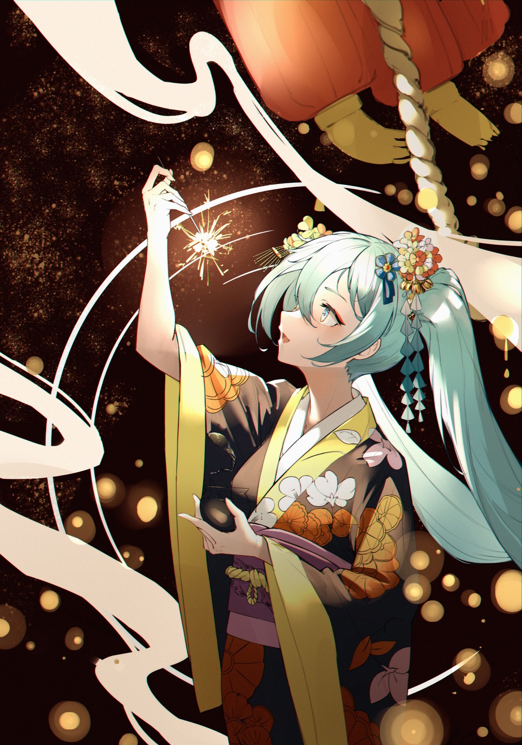 hatsune_miku kimono rzx0 vocaloid