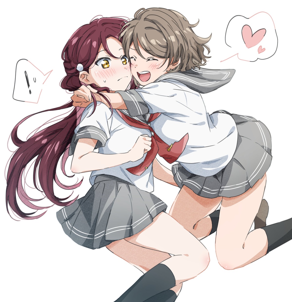 love_live!_sunshine!! sakurauchi_riko seifuku watanabe_you yuchi_(salmon-1000) yuri