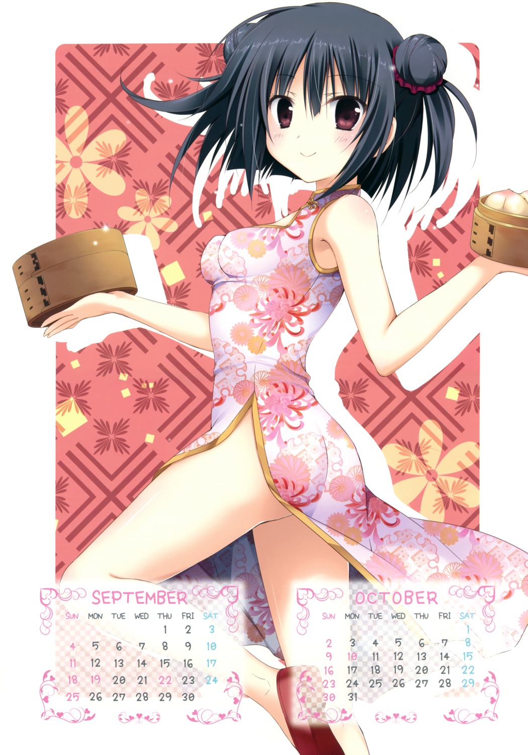 ass calendar chinadress korie_riko mujin_shoujo nagi_(korie_riko) nopan