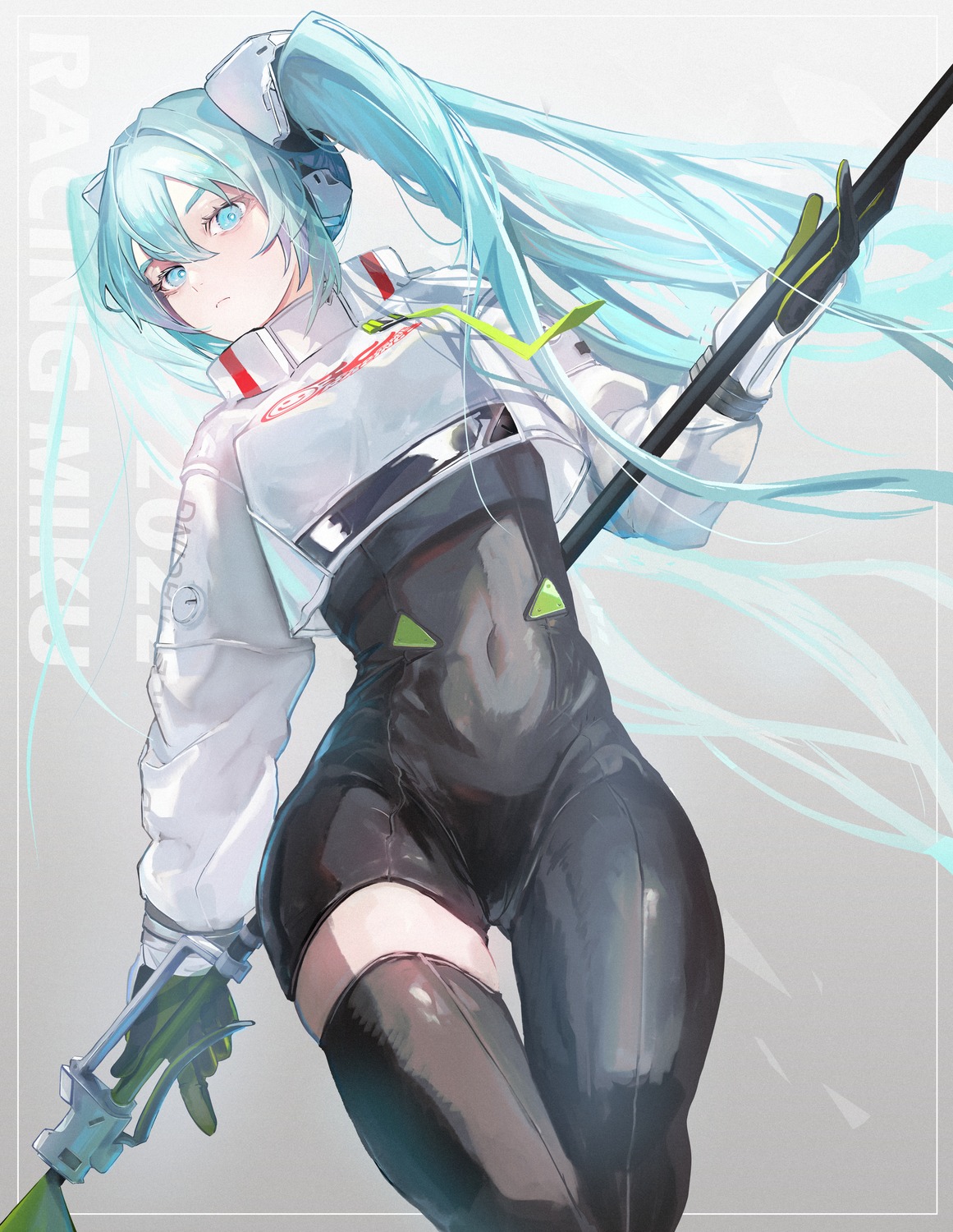 39notare goodsmile_racing hatsune_miku headphones racing_miku thighhighs vocaloid