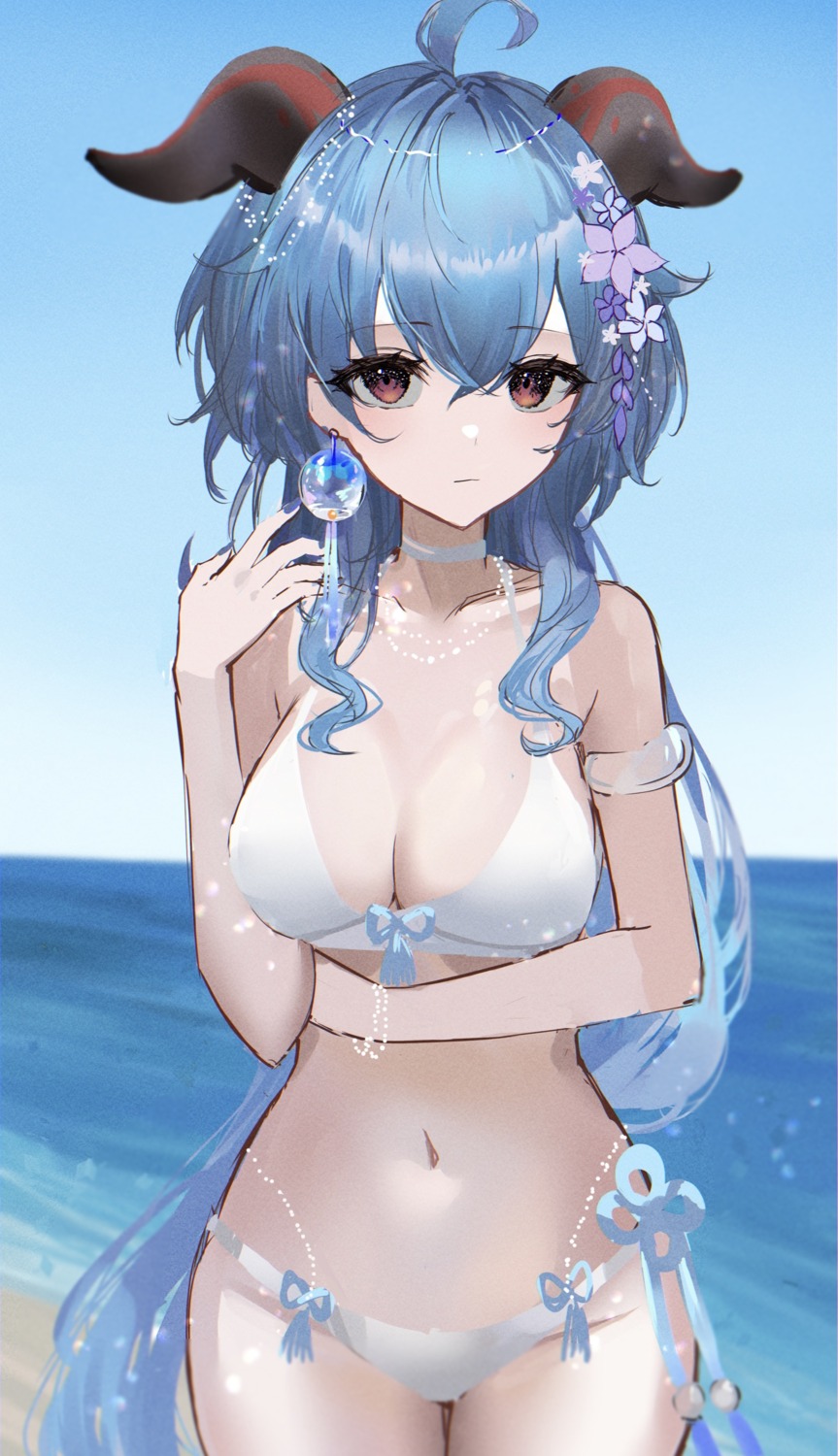 bikini ganyu genshin_impact horns raiya_atelier swimsuits