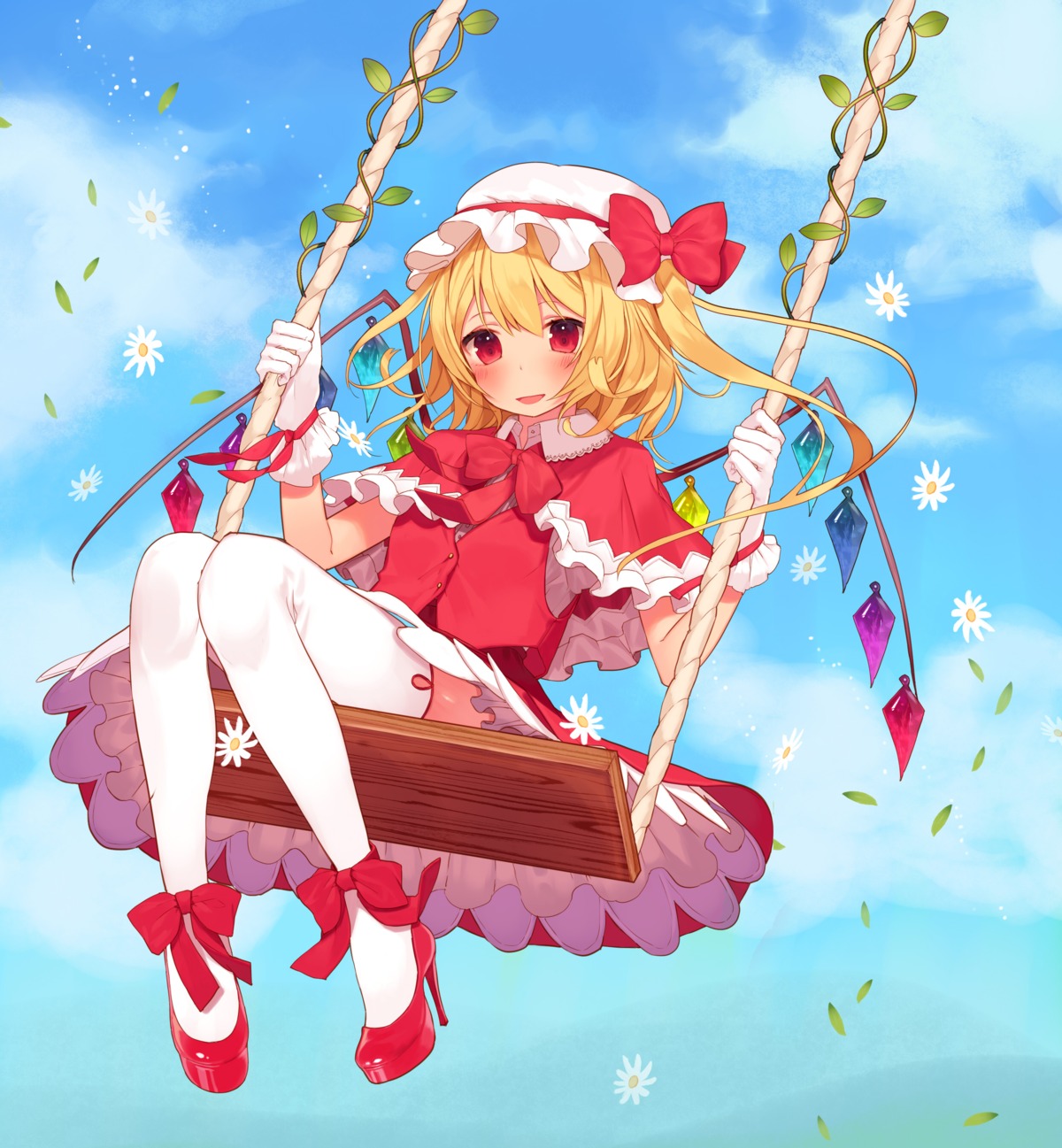 flandre_scarlet heels kitada_mo thighhighs touhou wings