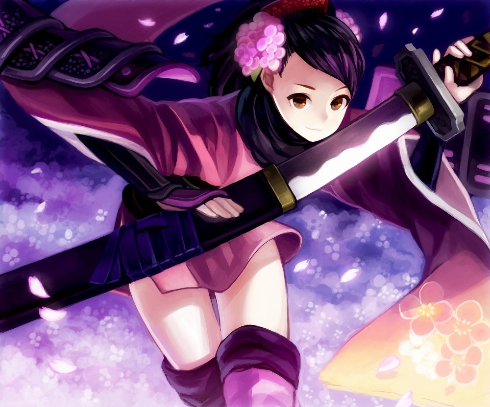 kakyouka momohime_(muramasa) oboro_muramasa sword thighhighs