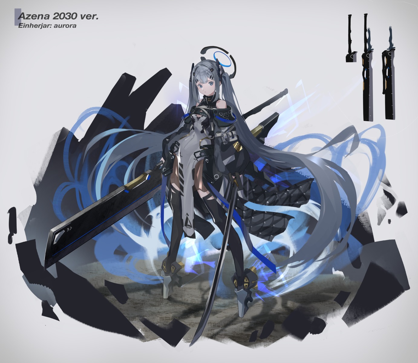 angel character_design dress heels sword thighhighs weapon