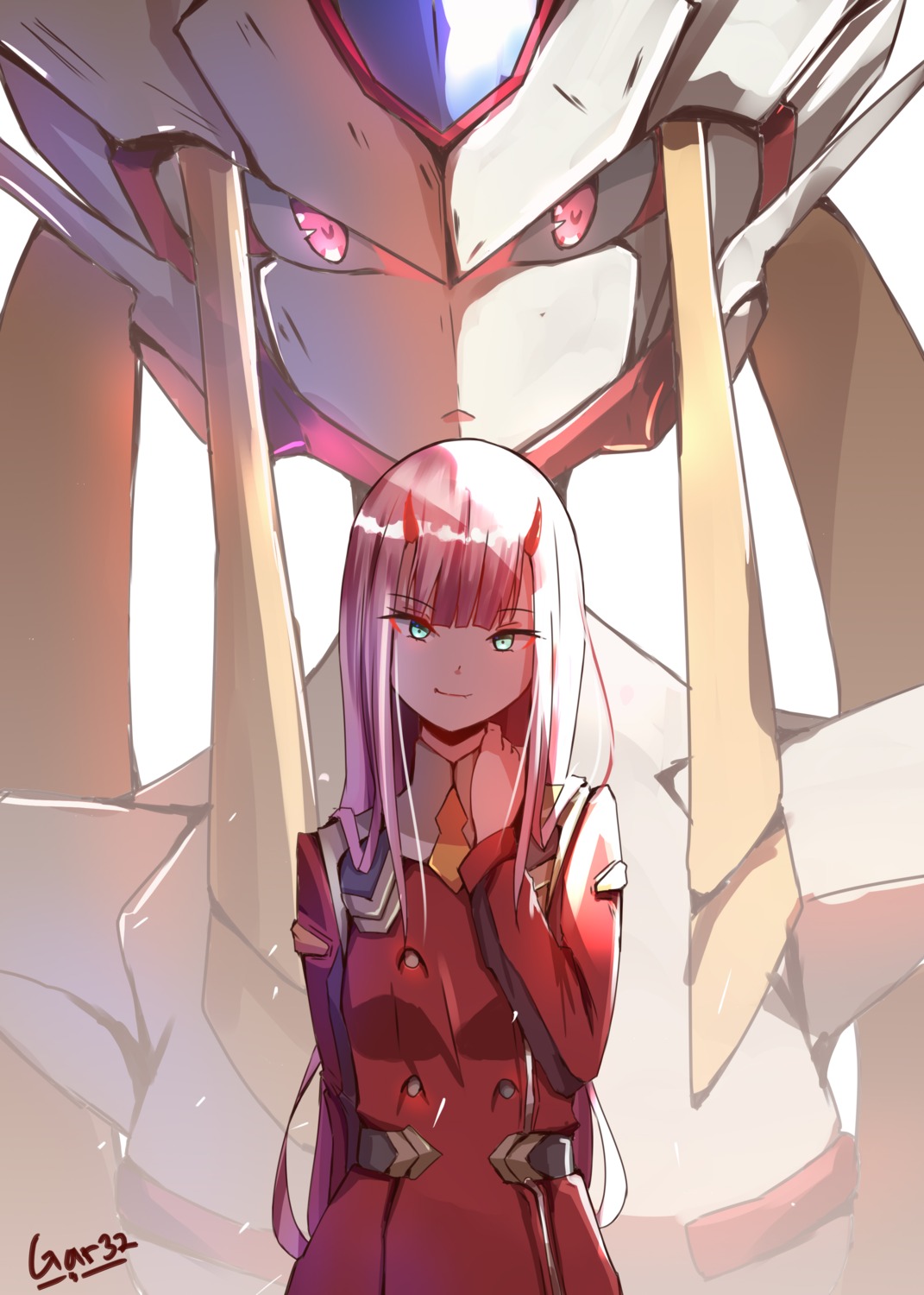 darling_in_the_franxx gar32 horns mecha strelizia uniform zero_two_(darling_in_the_franxx)