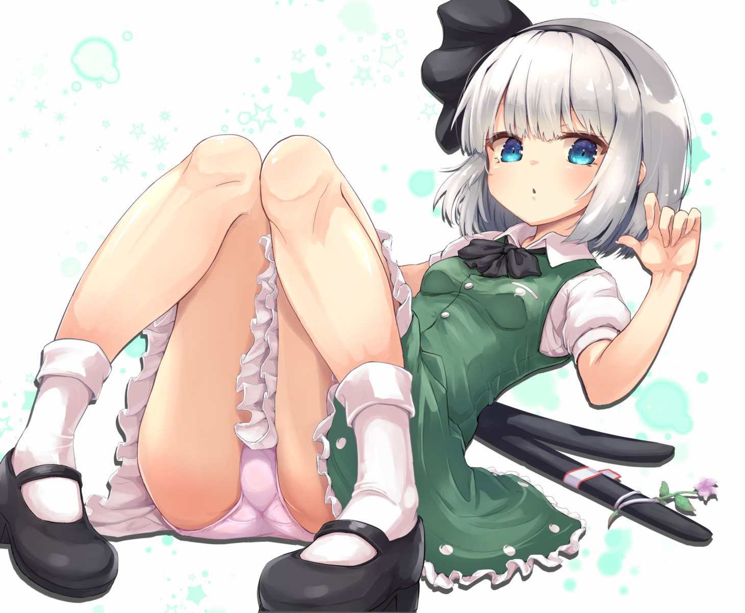 konpaku_youmu pantsu rabittofaa skirt_lift sword touhou