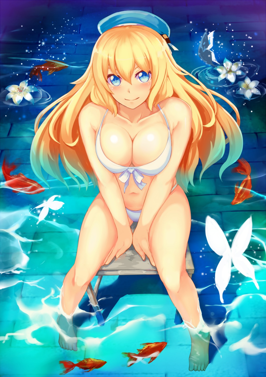 atago_(kancolle) bikini cleavage kantai_collection swimsuits wet yashichii