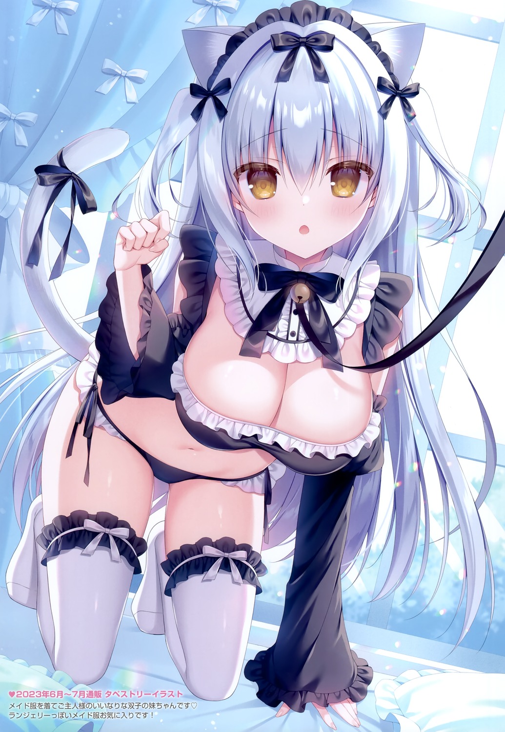 animal_ears hasune hasuneya maid nekomimi no_bra pantsu string_panties tail thighhighs