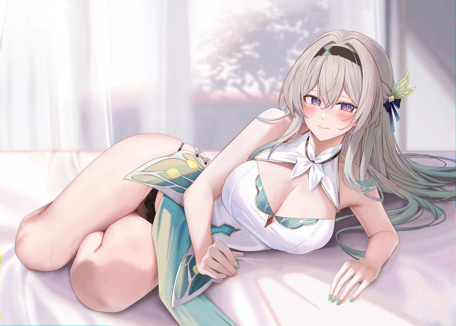 cameltoe firefly honkai:_star_rail no_bra pantsu ru_zhai skirt_lift wet