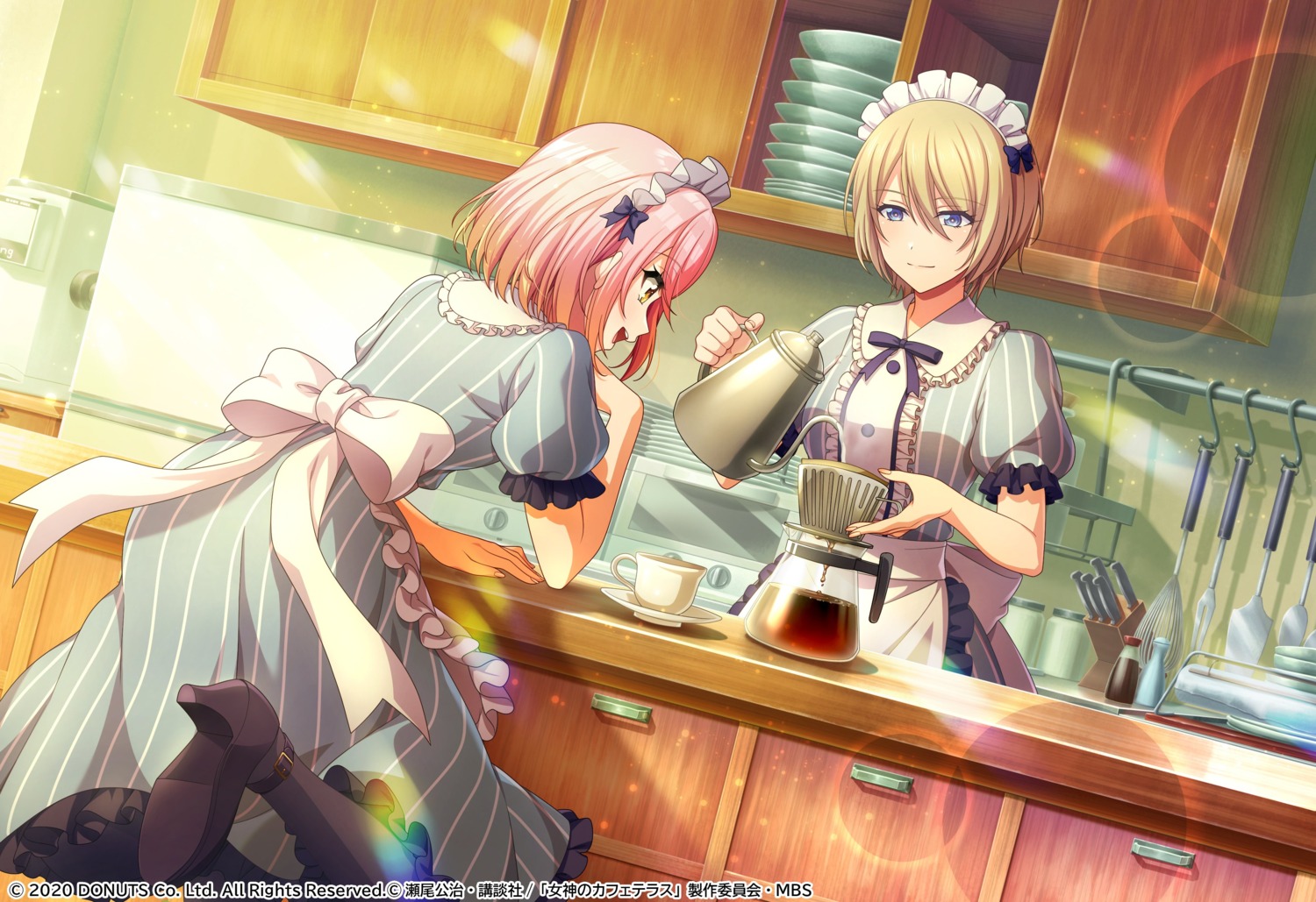 cosplay crossover d4dj heels hououji_akane inuyose_shinobu maid megami_no_café_terrace tagme waitress