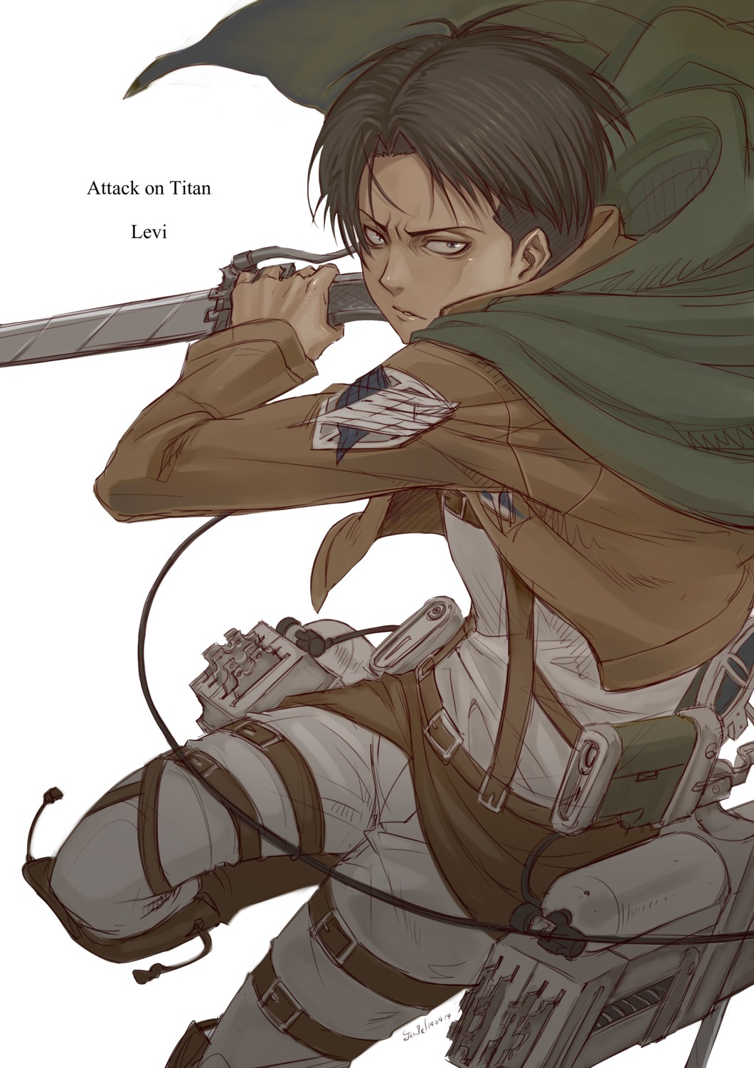 levi male shingeki_no_kyojin taniel_(atelier_amber) weapon