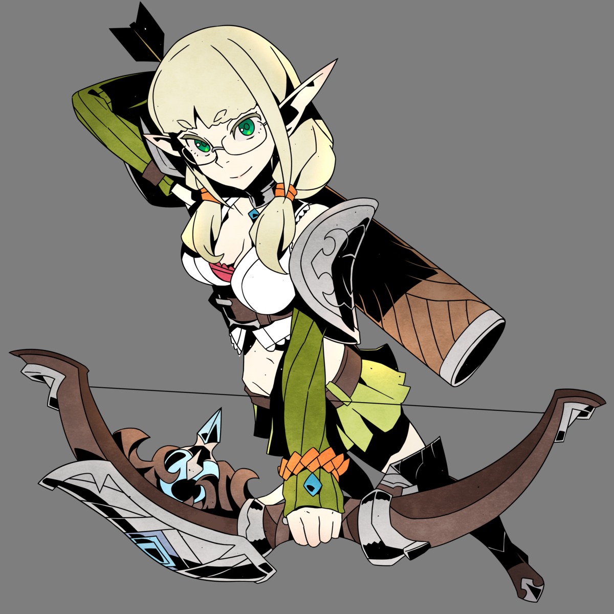 armor cleavage megane pointy_ears tagme transparent_png weapon