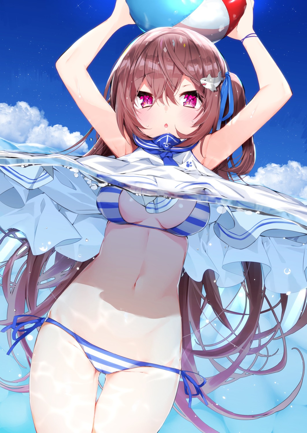 bikini kamioka_chiroru shirt_lift swimsuits wet