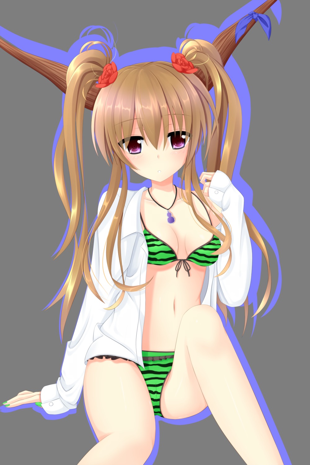 bikini cleavage horns ibuki_suika masiroke swimsuits touhou transparent_png