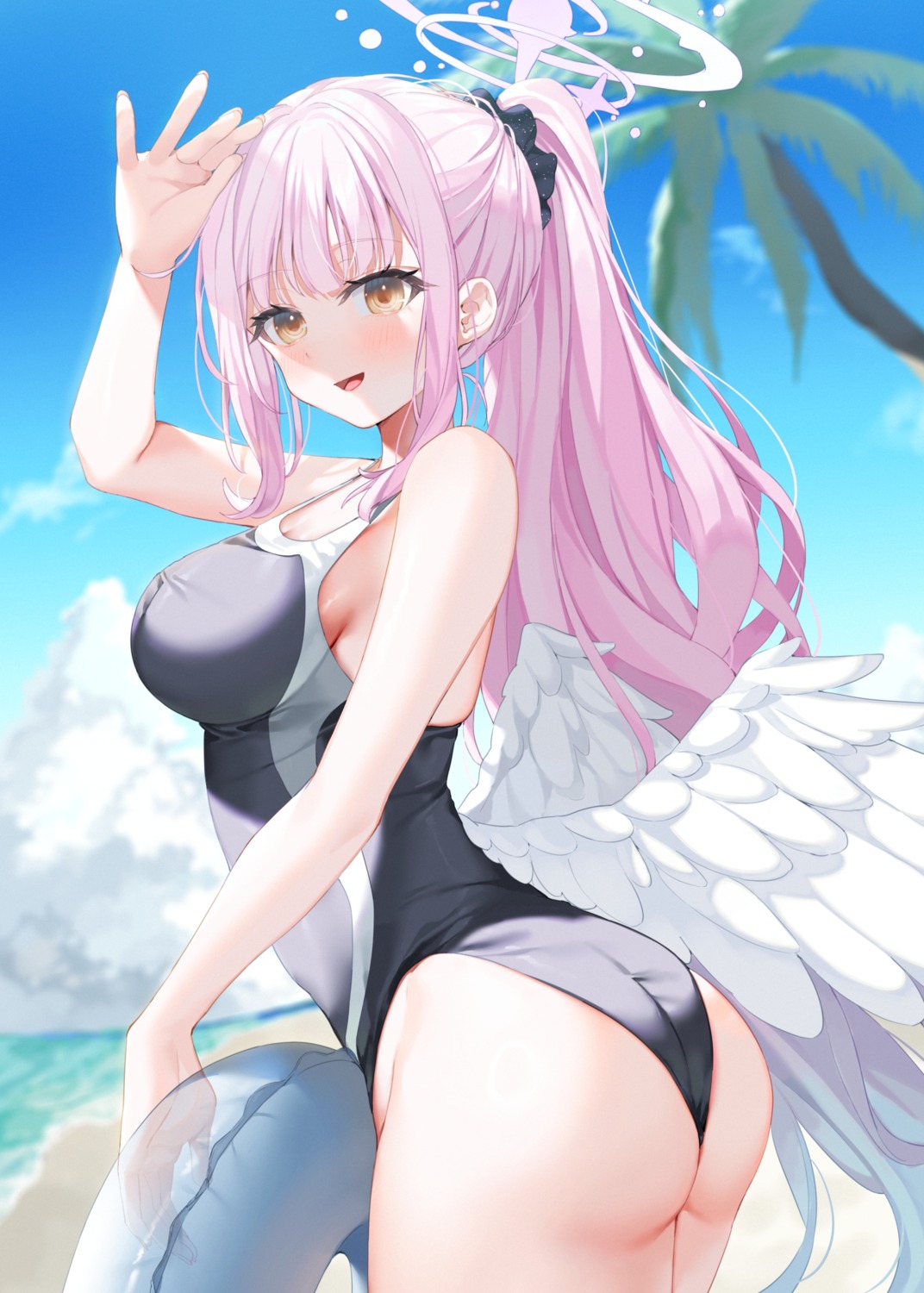 angel ass blue_archive misono_mika swimsuits wings yana_mori