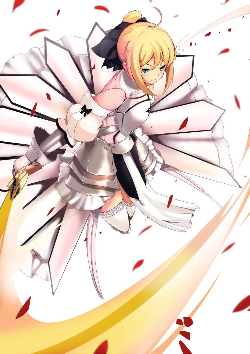 armor chun_bi dress fate/stay_night fate/unlimited_codes saber saber_lily sword thighhighs
