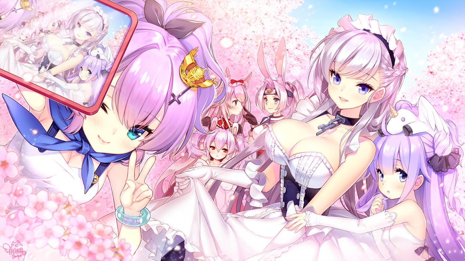 animal_ears azur_lane belfast_(azur_lane) bunny_ears cleavage dmyo dress hammann_(azur_lane) hiryuu_(azur_lane) javelin_(azur_lane) laffey_(azur_lane) maid unicorn_(azur_lane)