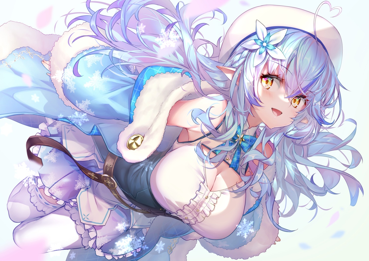 cleavage elf hololive hong_(white_spider) pointy_ears thighhighs yukihana_lamy