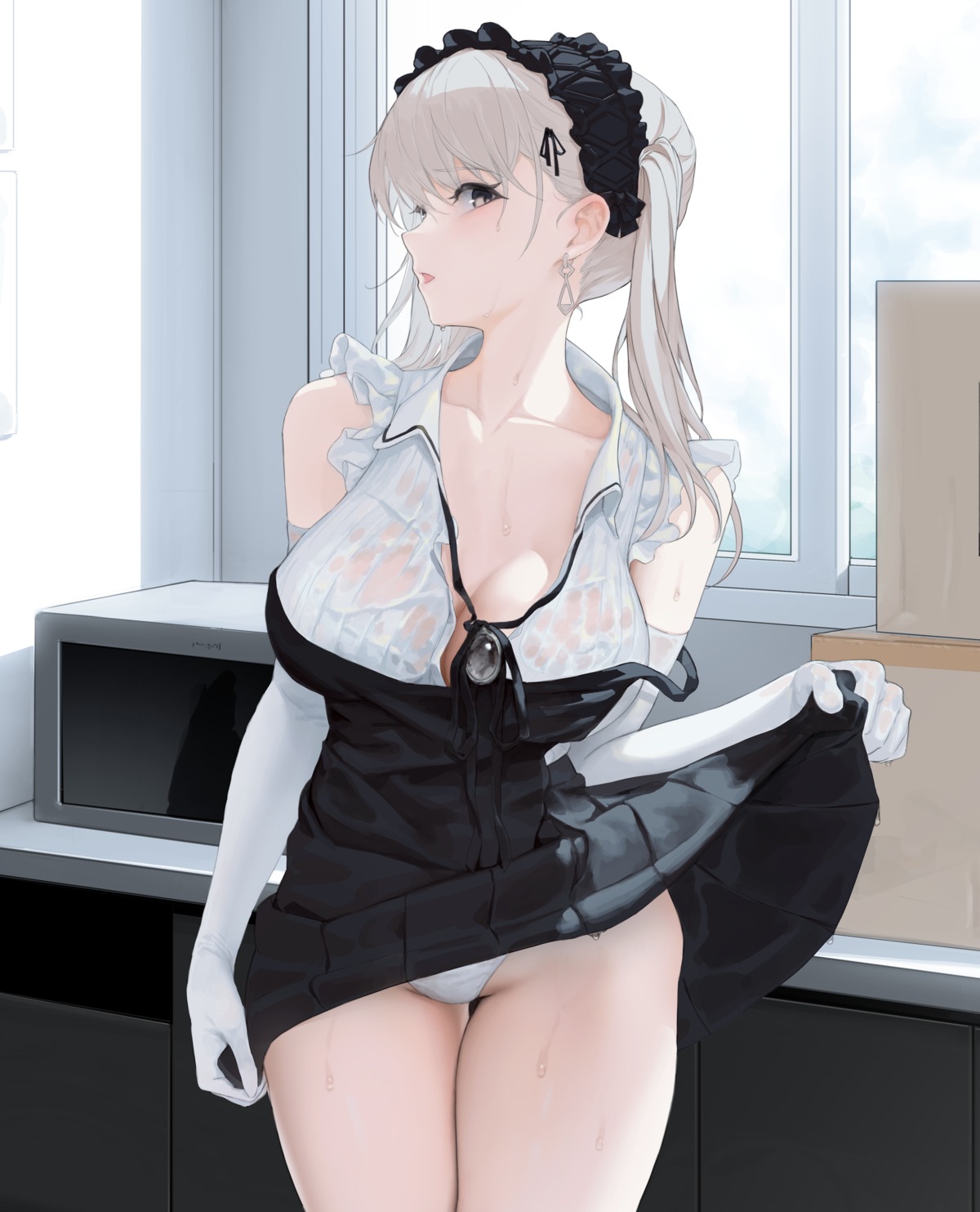 egk513 no_bra pantsu see_through skirt_lift wardrobe_malfunction wet wet_clothes