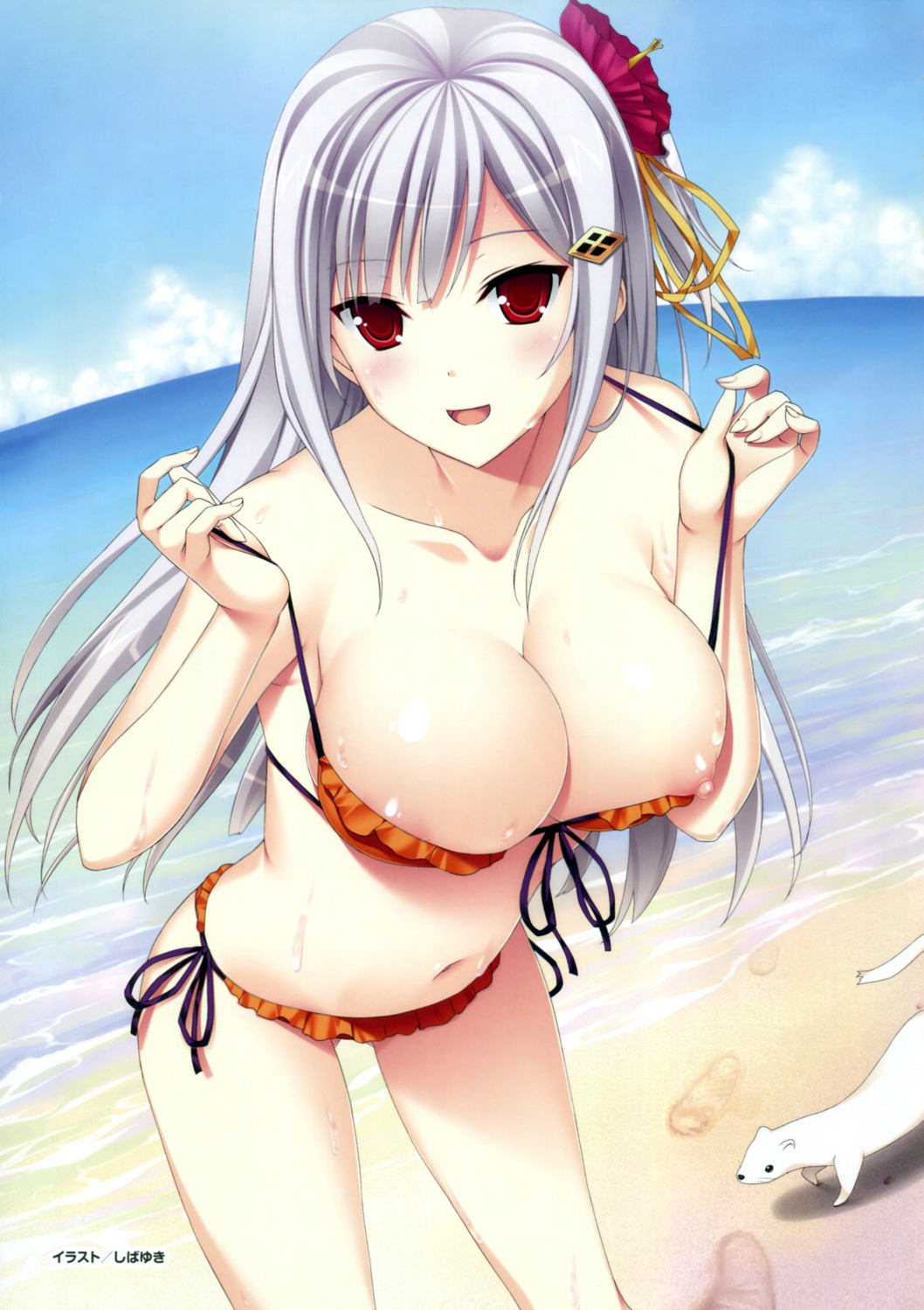 bikini cleavage nipple_slip shibayuki swimsuits