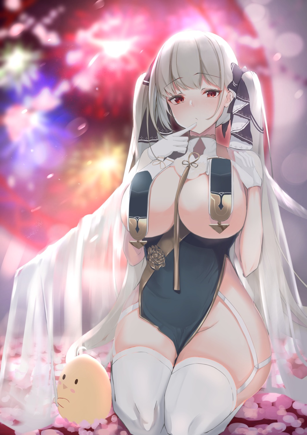 asian_clothes azur_lane breast_hold cosplay formidable_(azur_lane) manjuu_(azur_lane) nephthys2356 no_bra nopan stockings thighhighs