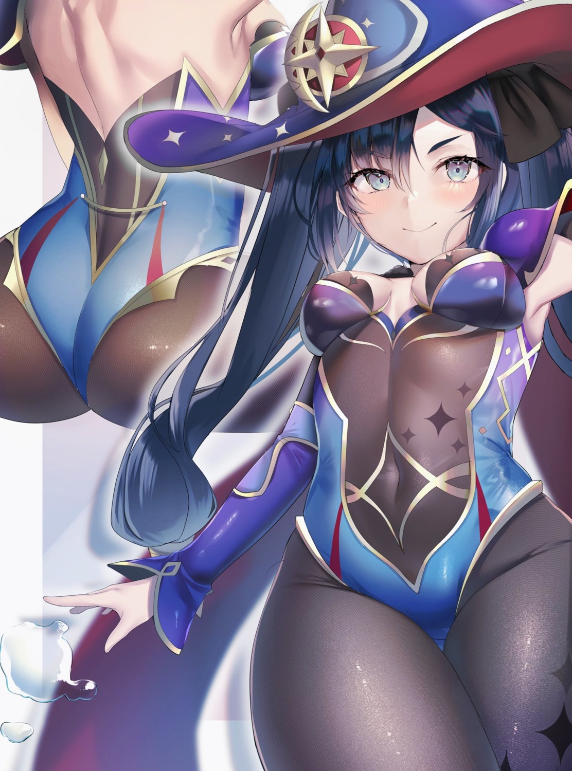 ass genshin_impact leotard mona_megistus no_bra pantyhose witch yufou