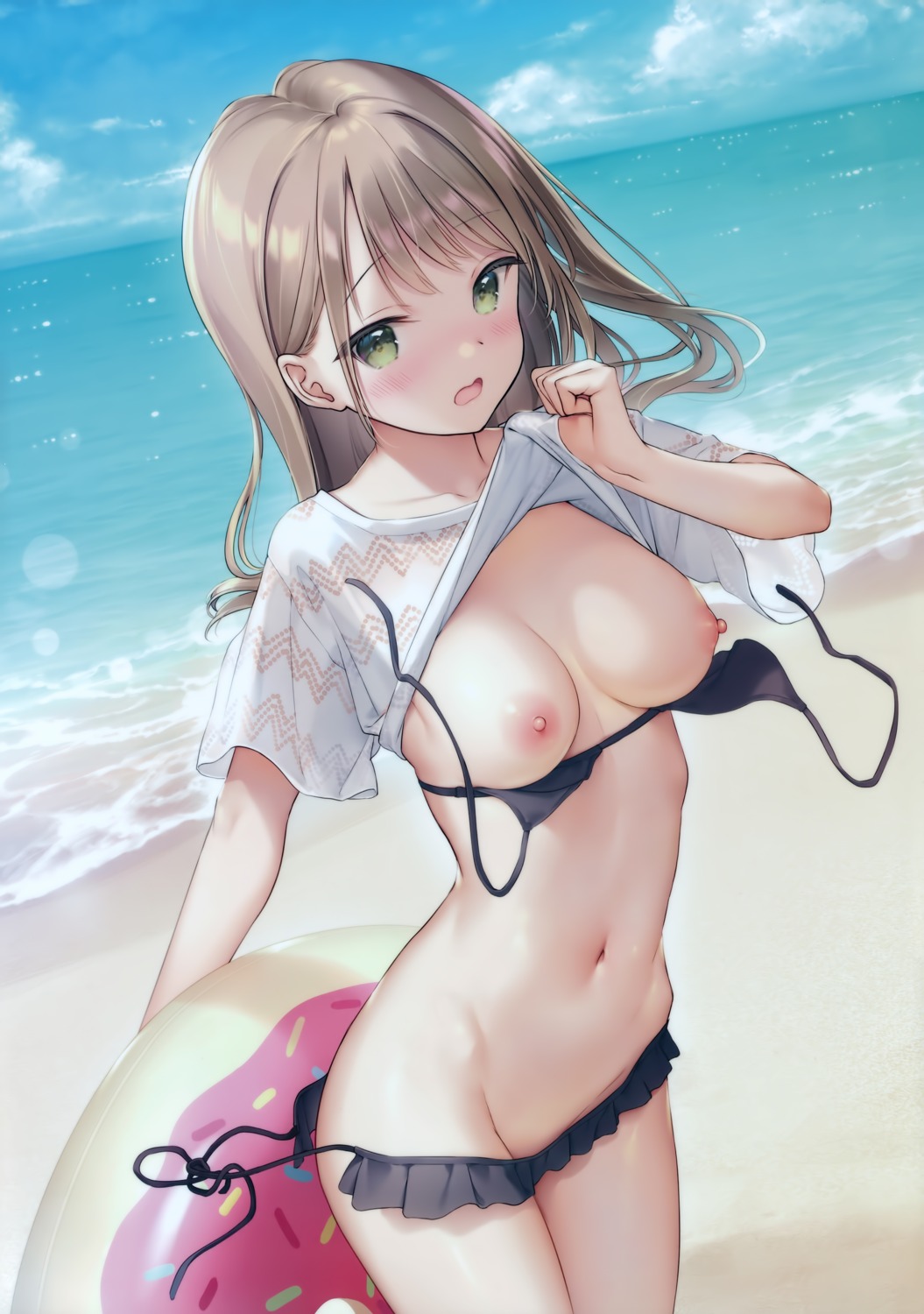 bikini breasts mignon nipples panty_pull shirt_lift swimsuits undressing wardrobe_malfunction