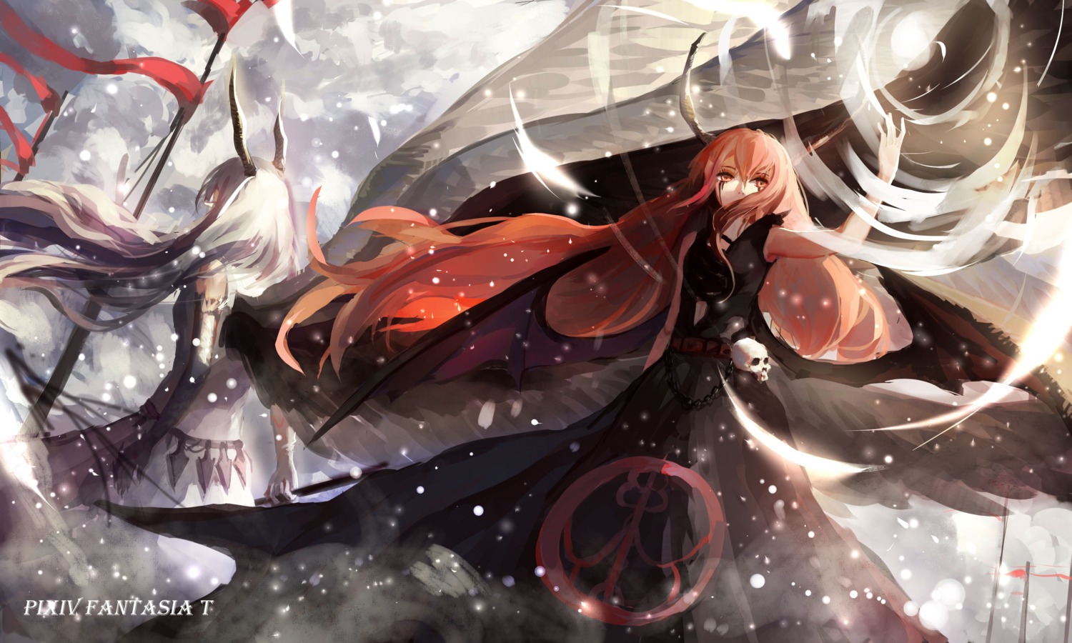 dress horns pixiv_fantasia_t sishenfan wings