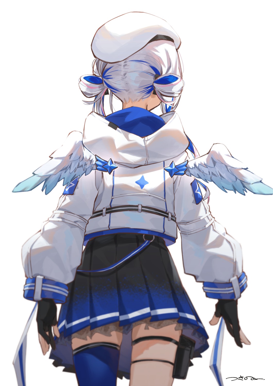 amane_kanata angel garter hololive see_through seifuku thighhighs tsukino_(nakajimaseiki) wings