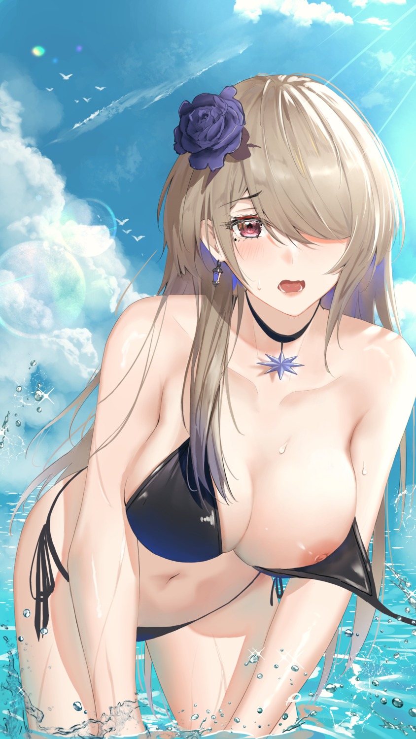 benghuai_xueyuan bikini breasts eleaaa honkai_impact nipples rita_rossweisse swimsuits wardrobe_malfunction wet