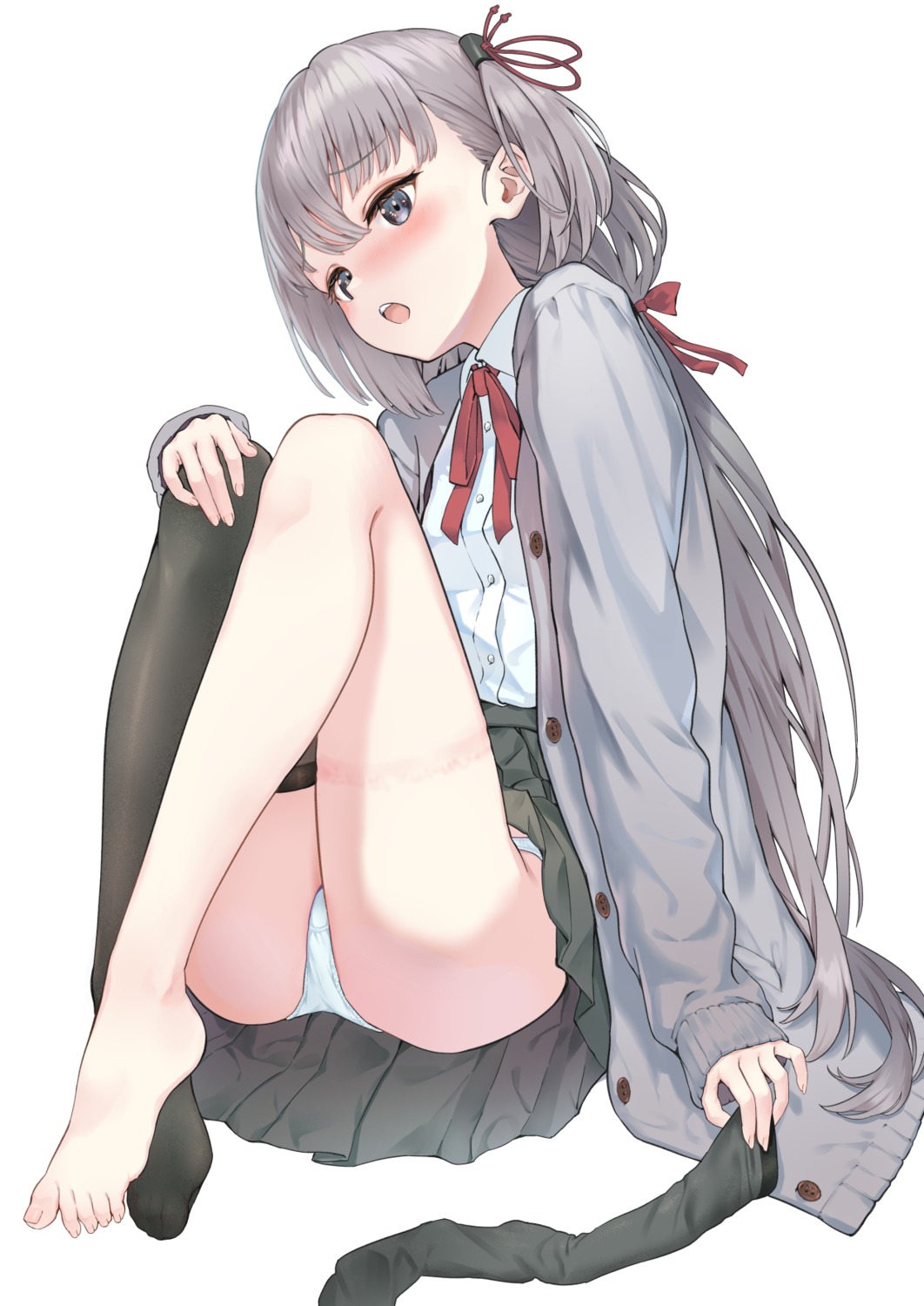 feet namikishiho pantsu seifuku skirt_lift sweater thighhighs