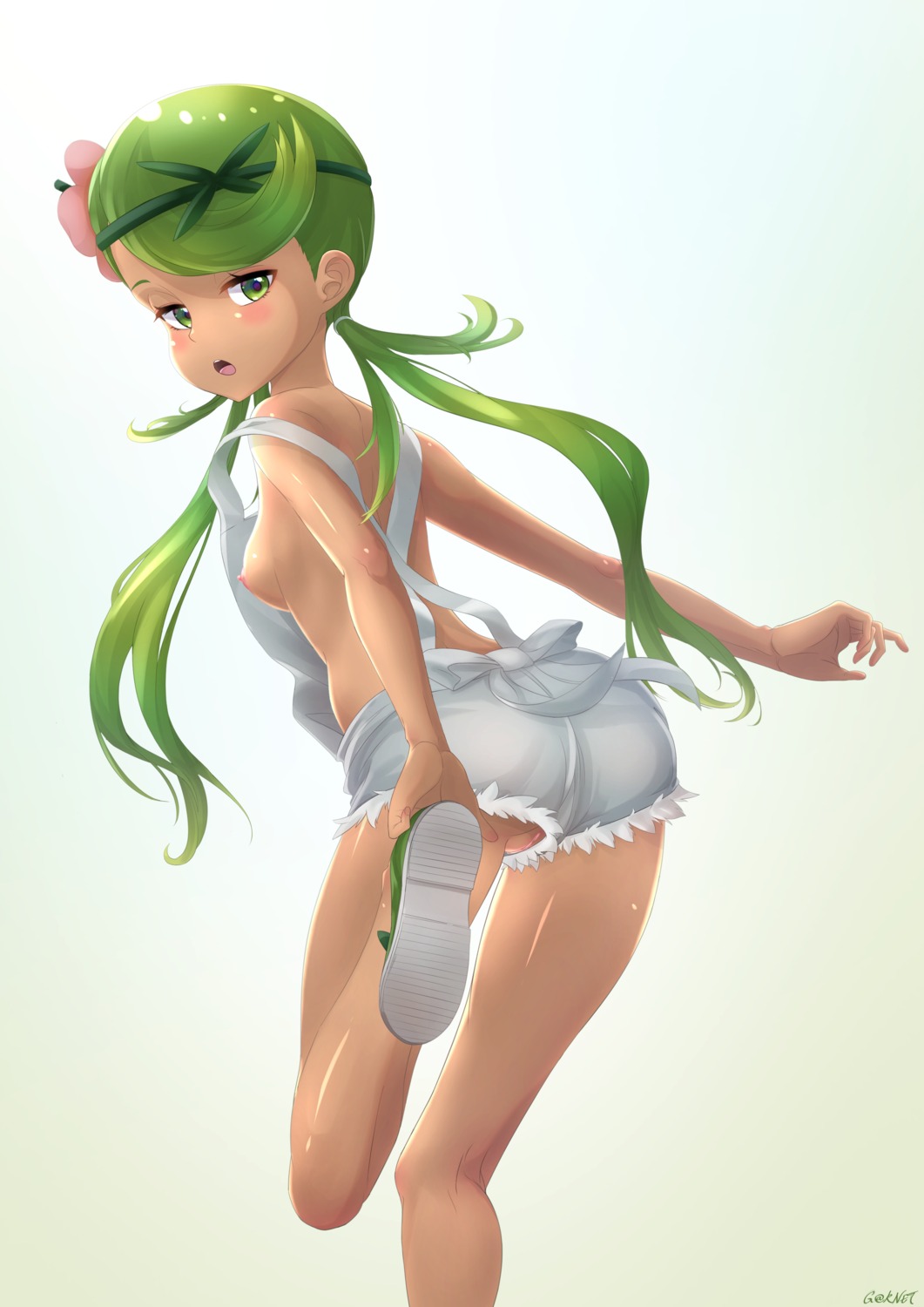 ass breasts g@rnet loli mao_(pokemon) nipples no_bra nopan overalls pokemon pokemon_sm pokemon_usum pussy uncensored