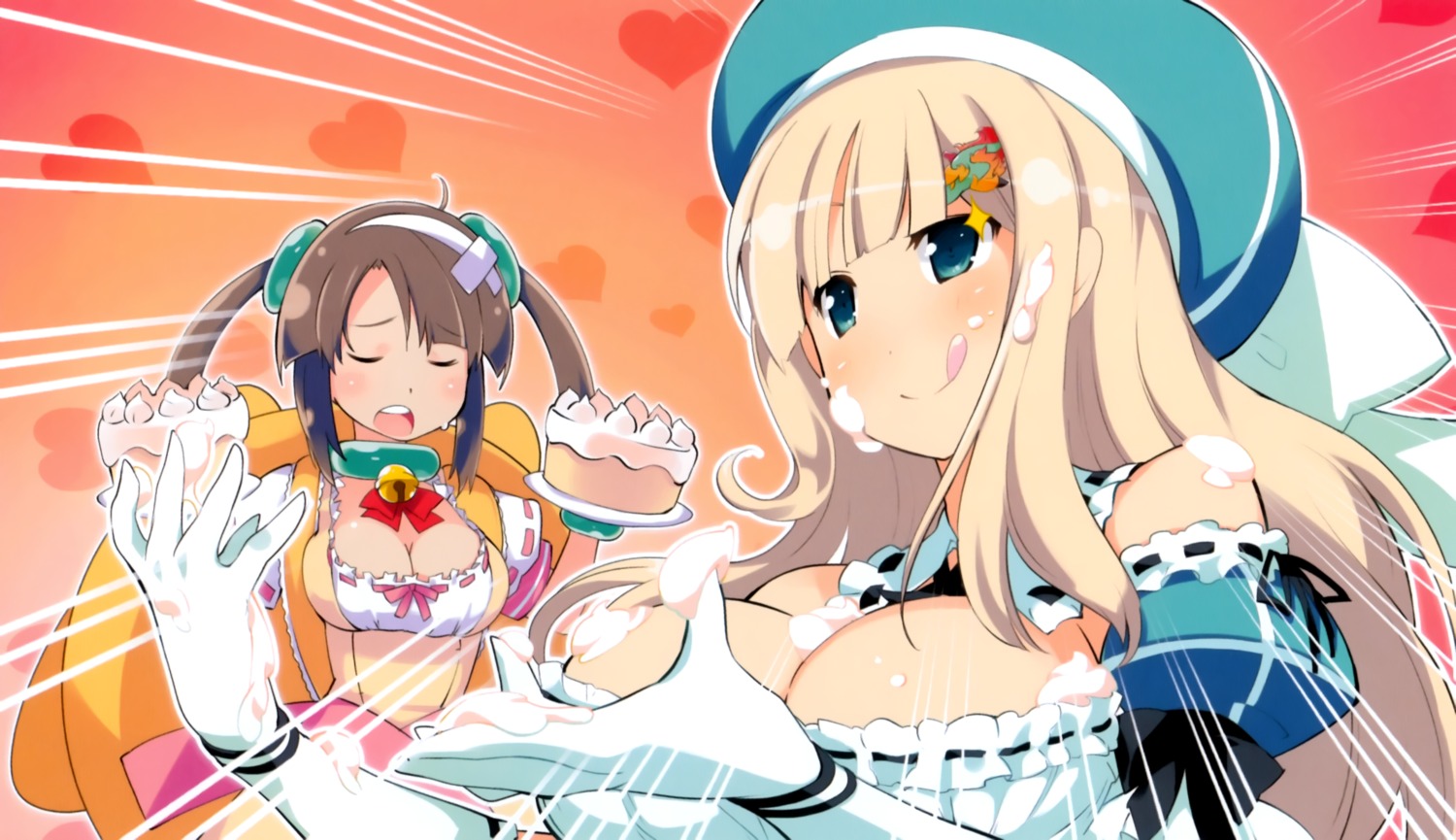 cleavage cream dress minori_(senran_kagura) senran_kagura yaegashi_nan yomi_(senran_kagura)